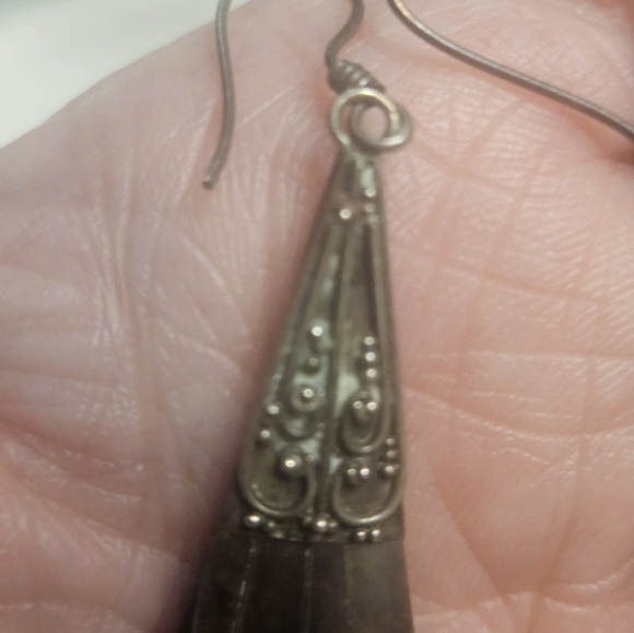 EXQUISITE VTG. BOHO STERLING & ETCHED ABALONE.BEAUTIFUL DESIGN on the STERLING - Picture 4 of 7